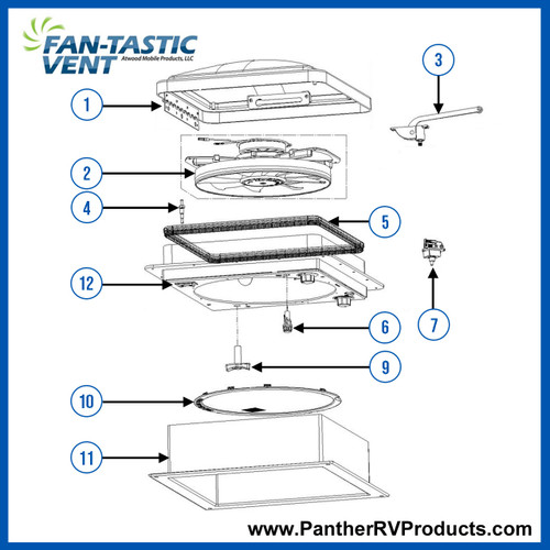 famページ Dometic™ Fantastic 802250 RV Roof Vent Parts Breakdown