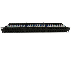 Front view of Cat5e 48-Port High-Density Patch Panel – Flush-Mounted RJ45 Ports Front view of Cat5e 48-Port High-Density Patch Panel – Flush-Mounted RJ45 Ports