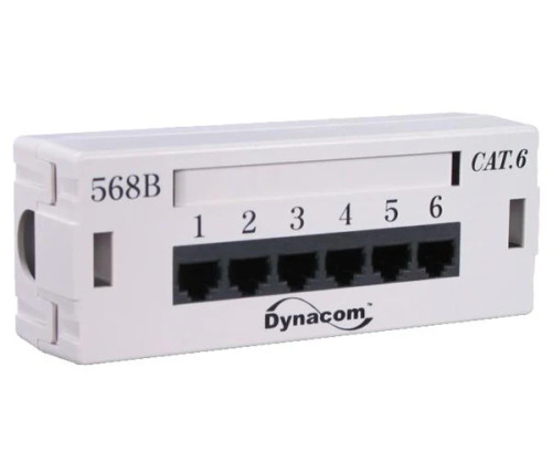 Front view of CAT6 6-Port Rear Terminating Patch Panel, unshielded, surface mount
Front view of CAT6 6-Port Rear Terminating Patch Panel, unshielded, surface mount