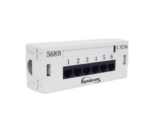 Front view of CAT5E 6 Port Rear Terminating Patch Panel with Snap-On Cover
