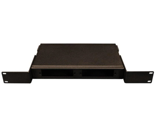 1RU Fiber Patch and Splice Panel, front angled view closed 1RU Fiber Patch and Splice Panel, front angled view closed