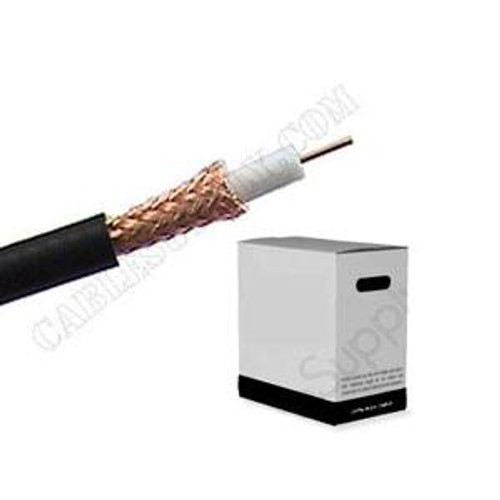 RG6 Coaxial Cable, Quad Shield, CCS 60%+40%, 1000ft Black PVC