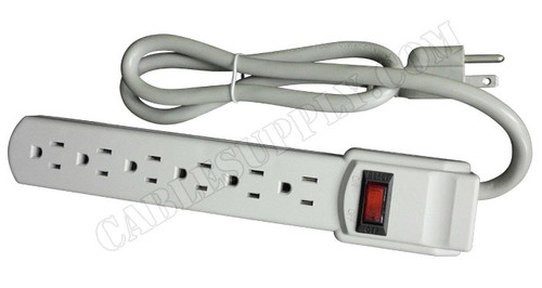 6 Outlet Power Strip, 2.5 ft Cord