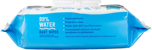 99% Water Baby Wipes, Hypoallergenic, Fragrance Free, 72 Count