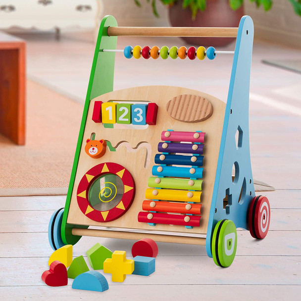 Wooden Push and Pull Learning Walker for Boys and Girls