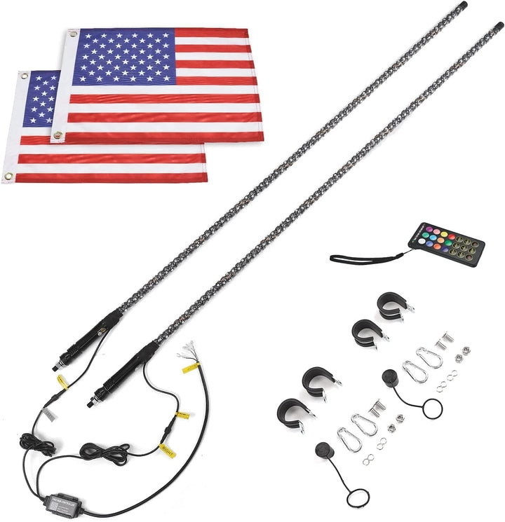 Yamaha YXZ 1000 4FT 2PC Spiral Whip Light Bluetooth Control with