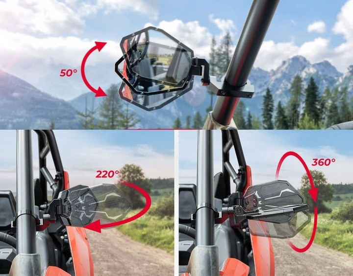 Kemimoto CNC Aluminum UTV Side Mirrors: Superior Visibility for