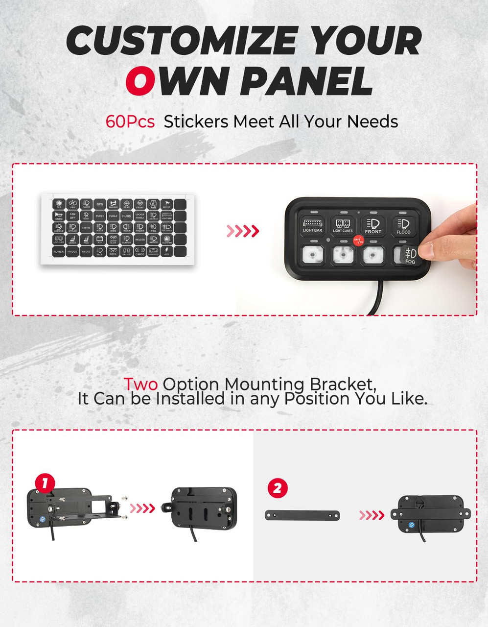 Yamaha Viking / Wolverine / YXZ 12-24V 8 Gang Switch Panel by