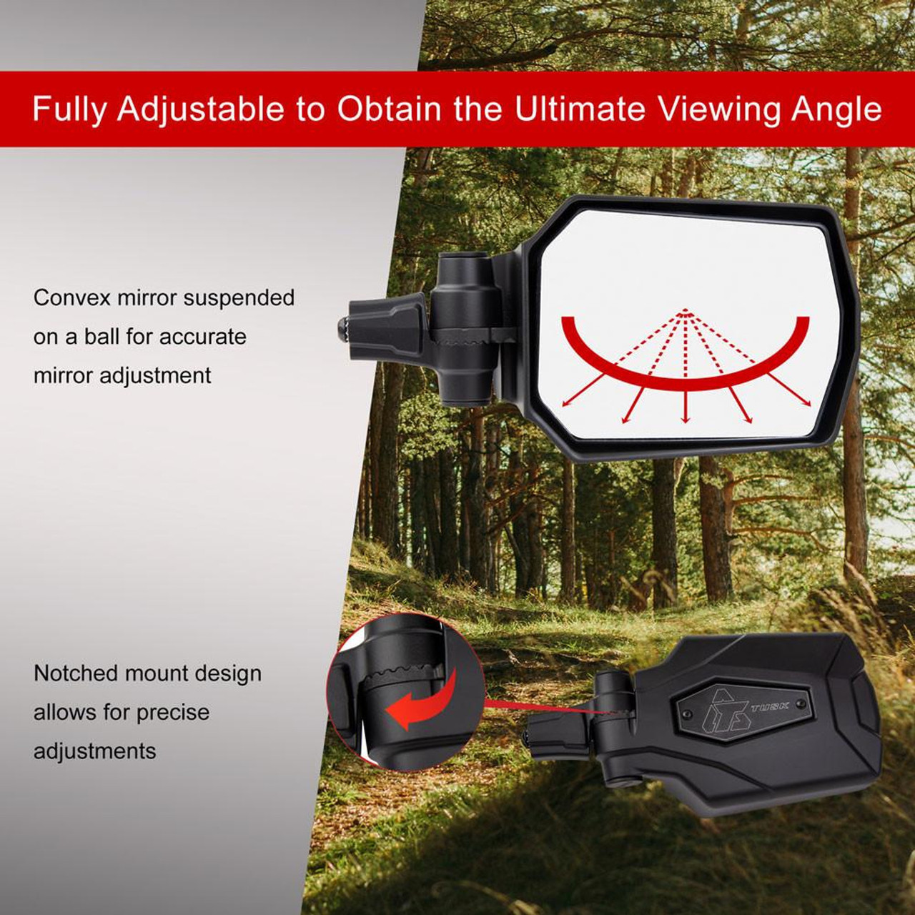 Yamaha Wolverine RMAX Pivot Folding A-Pillar Mount Mirror Kit by