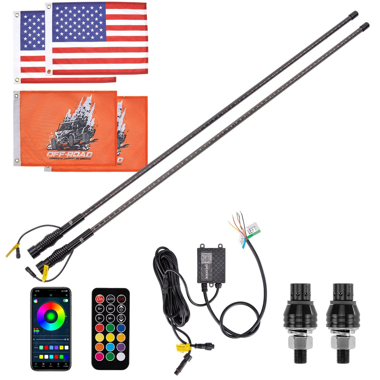Yamaha Offroad 2PCS LED Whip Lights – APP Controlled with Turn