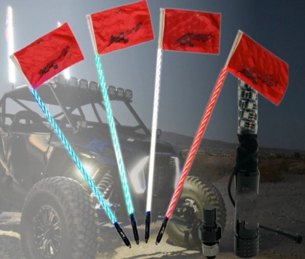 Yamaha Viking / Wolverine / YXZ Deluxe Lighted Whips (Single Colors) by Aces Racing
