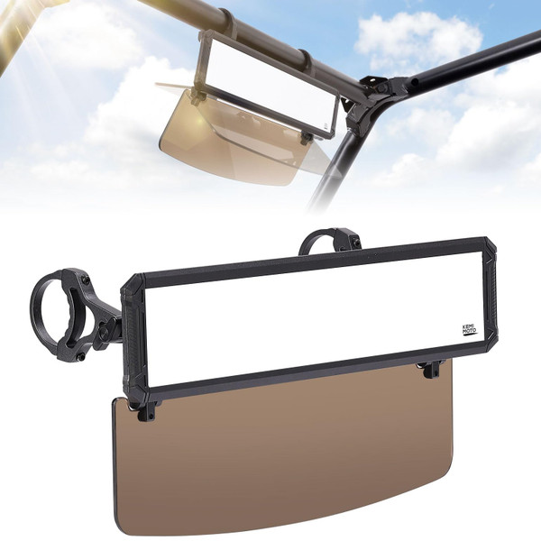 Yamaha Viking / Wolverine / YXZ Rear View Mirror with Folding Sun Visor for Adjustable Clamp by Kemimoto