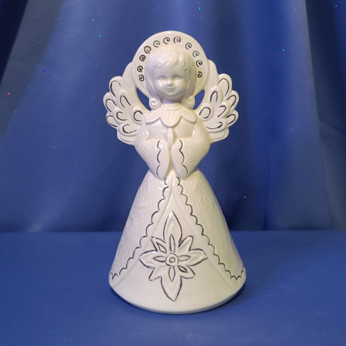 Glazed Ceramic Angel Tree Topper Figurine. 