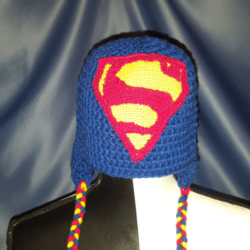 Superman Character Hat Crocheted by Mumsie of Stratford.