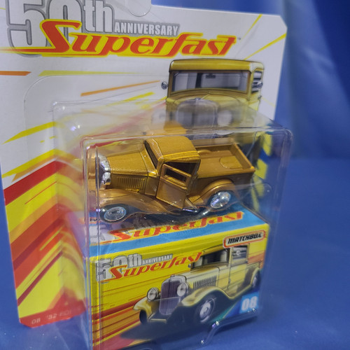 Matchbox Superfast '32 Ford Pickup (Gold) by Mattel.