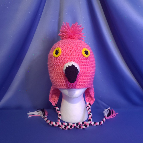 Flamingo Character Hat Crocheted by Mumsie of Stratford.