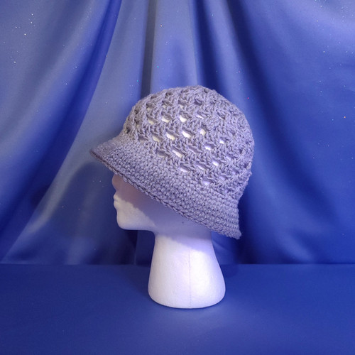 Light Grey Granny Stitch Bucket Hat Crocheted by Mumsie of Stratford. 