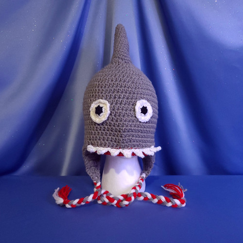 Shark Character Hat Crocheted by Mumsie of Stratford.