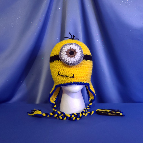 Minion One Eye Brown Character Hat Crocheted by Mumsie of Stratford.