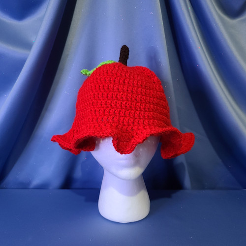 Red Apple Bucket Hat Crocheted by Mumsie of Stratford. 