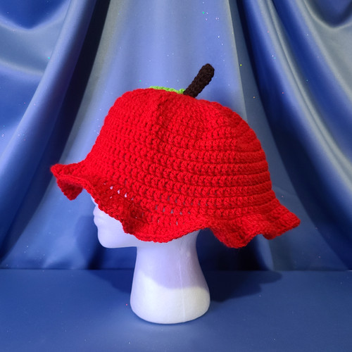 Red Apple Bucket Hat Crocheted by Mumsie of Stratford. 