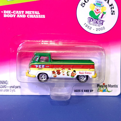 Johnny Lightning VW Type 2 Pickup with Holiday PEZ 50 Years by Playing Mantis Toys. 
