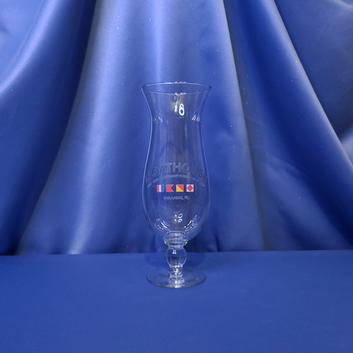 The Boathouse Restaurant Souvenir Hurricane Glass.