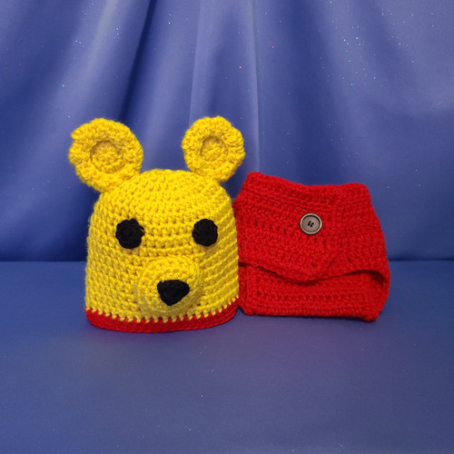 Winnie-the-Pooh Inspired Hat & Diaper Cover by Mumsie of Stratford.