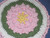 Round Potholder-Trivet Hanging Pink, Yellow and Green Crocheted by Mumsie of Stratford.