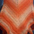 Starburst Designed Shawl in Coral Crocheted by Mumsie of Stratford.