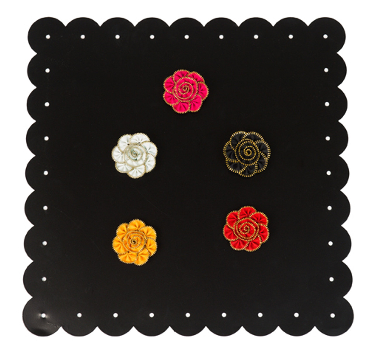 Zipper Flower Magnet/Brooch in Black