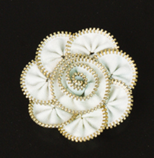 White Zipper Flower Magnet/Brooch
