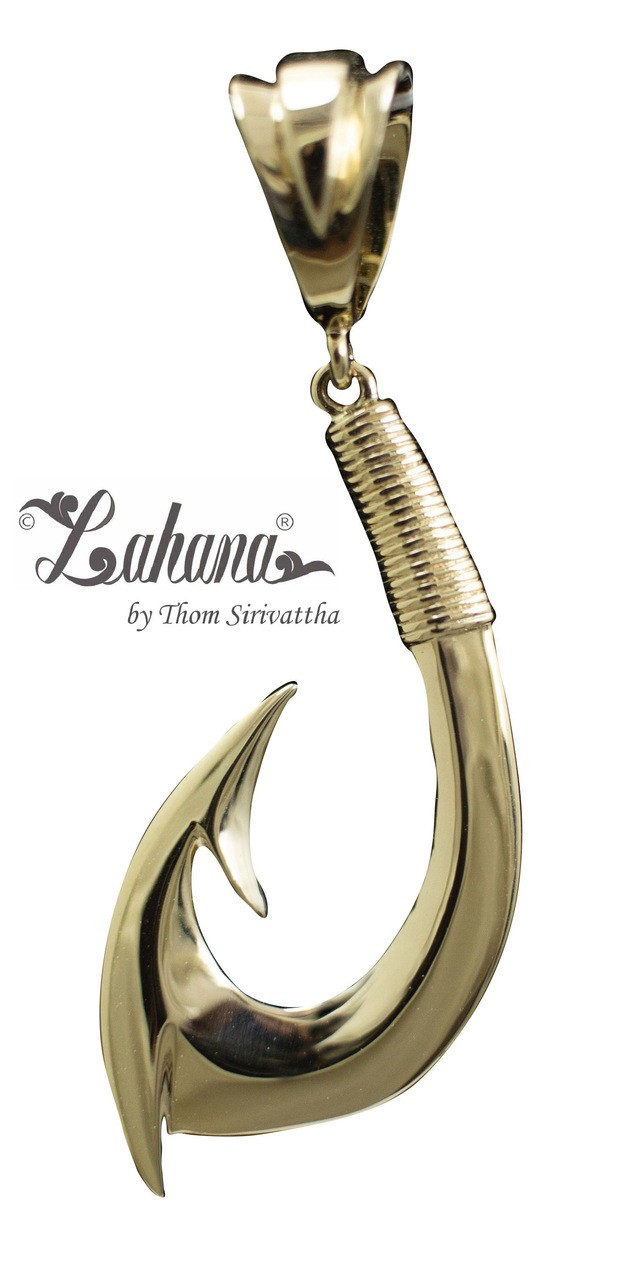 14k Gold Large Fishhook Pendant - Lahana by Thom Sirivattha