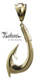 14k Gold Large Fishhook Pendant