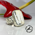 American White Buffalo, 35 Carats, Sterling Silver Ring