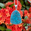 Compressed Turquoise, 25 Carats, Sterling Silver Pendant