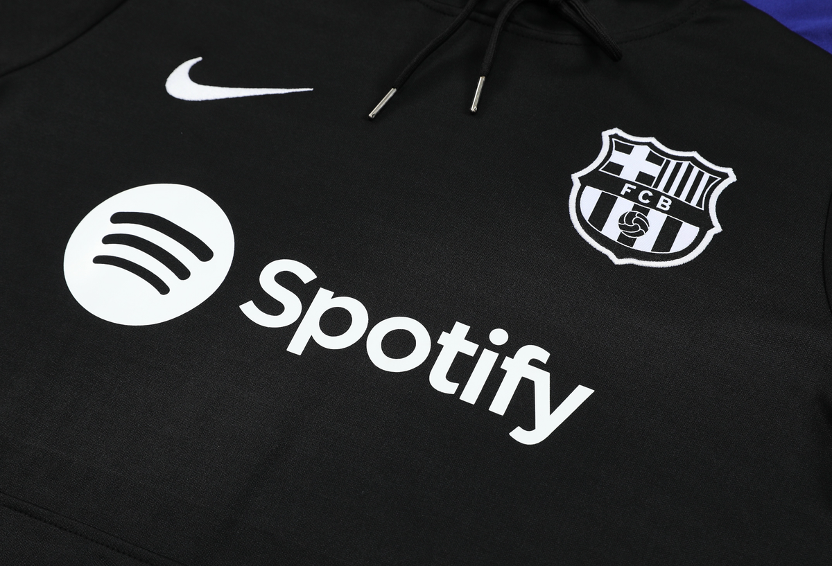 Barcelona 24/25 Men's Black Hoodie Tracksuit