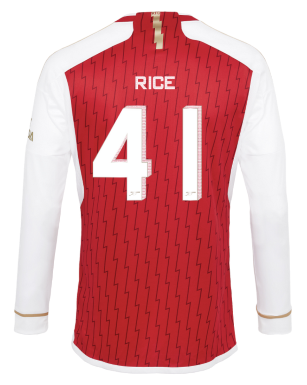 RICE #41 Arsenal 23/24 Men's Home Long Sleeve Shirt - Arsenal Font