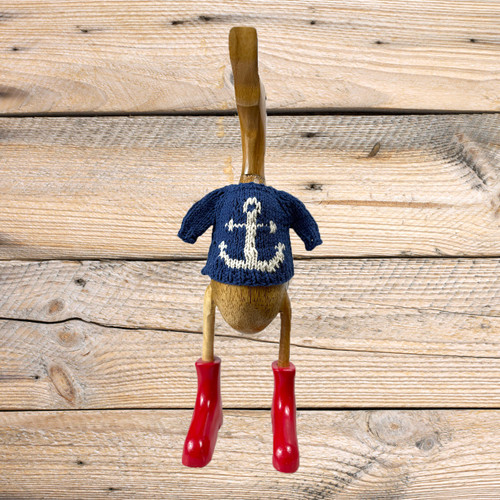Hand Knit Navy with Ivory Anchor Duck Sweater Hand Knit Navy with Ivory Anchor Duck Sweater