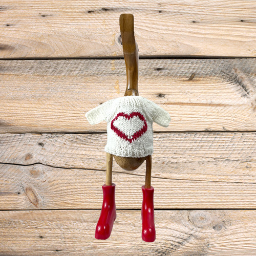 Hand Knit White Heart Duck Sweater Hand Knit White Heart Duck Sweater