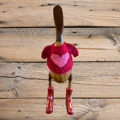 Hand Knit Valentine’s Duck Sweater