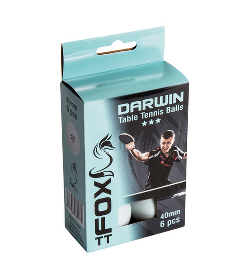 Fox TT Darwin Table Tennis Balls (6pk) White 3 stars Fox TT Darwin Table Tennis Balls (6pk) White 3 stars