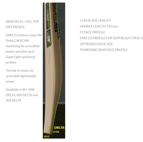 GM Psyche Cricket Bat · SH Senior Full Size · 404 · Delta