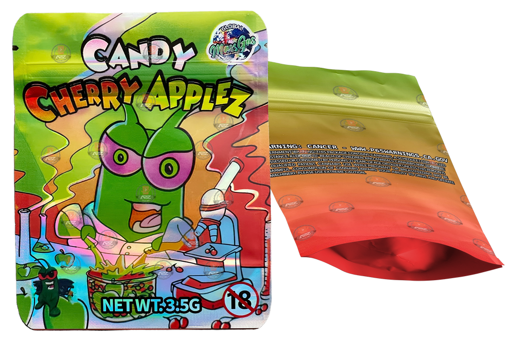 Candy Cherry Applez Mylar Bags 3.5g Holographic Empty Packaging