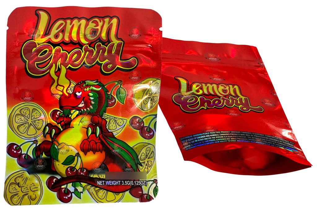 Lemon Cherry Mylar Bags 3.5g Holographic Empty Packaging