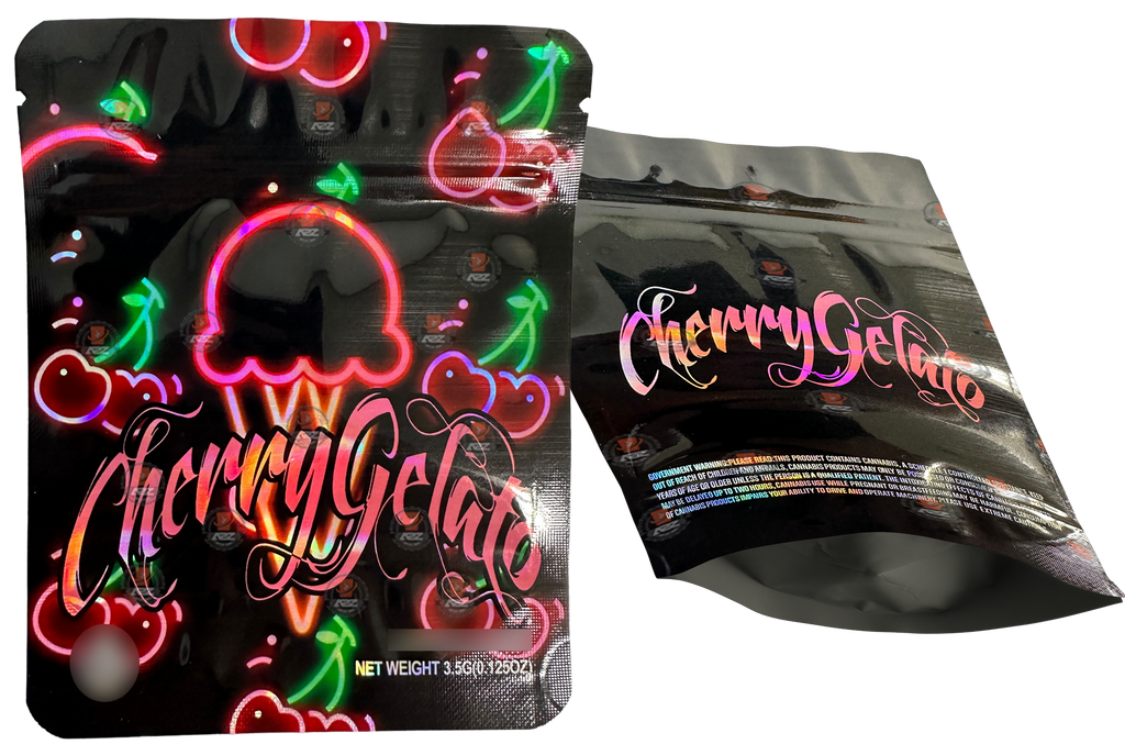 Cherry Gelato Mylar Bags 3.5g Holographic Empty Packaging