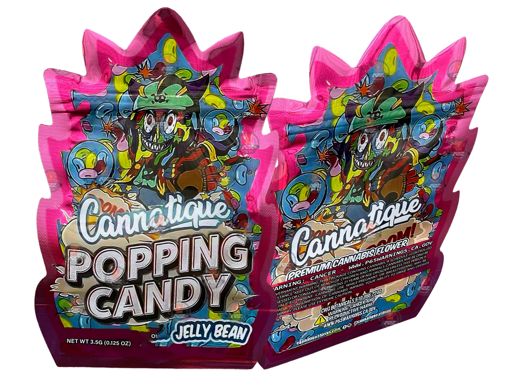 Cannatique Popping Candy Mylar Bag 3.5G Holographic Cut out