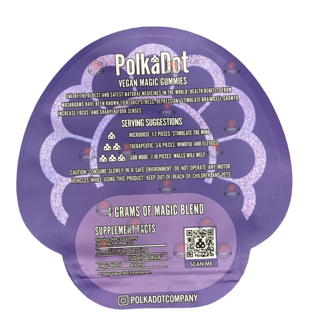 Polkadot Gummies Grape Mylar bags 3.5g