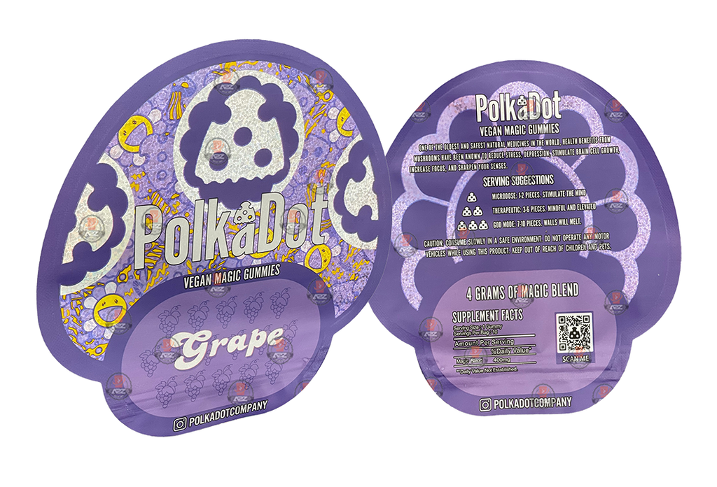 Polkadot Gummies Grape Mylar bags 3.5g