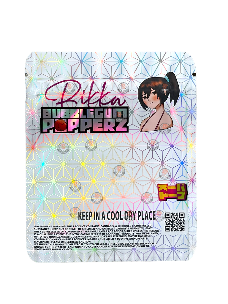 Bubblegum Popperz Rikka By Superdope Mylar Bags 3.5g Holographic NEW Super Hen Tai